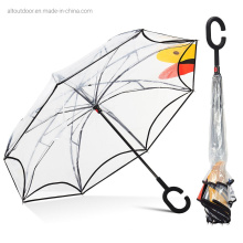 Reversible Clear Reverse Umbrellas Poe Material Plain Transparent Inverted Umbrella for Cars